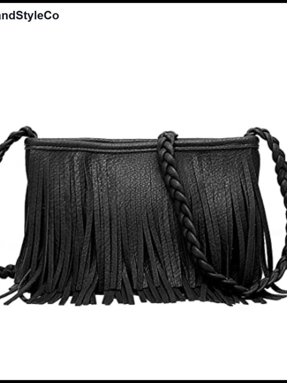 Boho Fringe Crossbody Bag Woven Strap PU Leather Sling Bag Hippie Purse